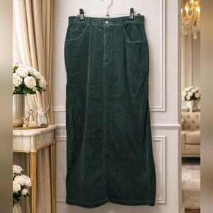 Ami Size 10 Dark Green Corduroy Maxi Skirt